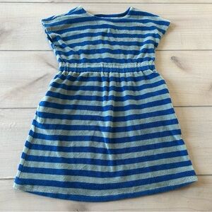 Hanna Andersson Blue Striped Kids Terry Towelling Swim Coverup Dress